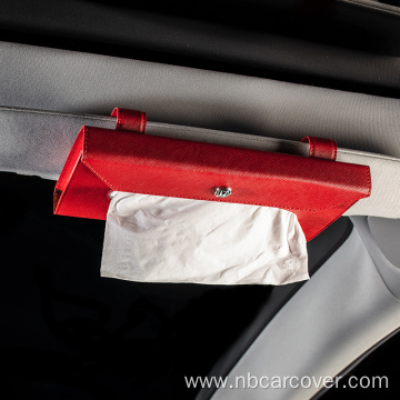 Leather Car Tissue Box Car Visor Tissue Holder